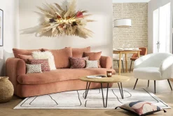 Miliboo Abnehmbares Design-Sofa mit 3-4 Plätzen in Terrakotta-Veloursstoff im Bohnen-Design SACHA* Design-sofas