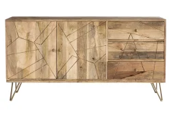 Miliboo Anrichte mit Kerbung aus Mangoholz und goldfarbenem Metall LINUM* Sideboards