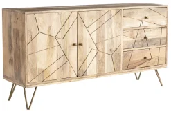 Miliboo Anrichte mit Kerbung aus Mangoholz und goldfarbenem Metall LINUM* Sideboards