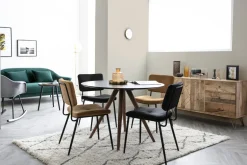 Miliboo Anrichte mit Kerbung aus Mangoholz und goldfarbenem Metall LINUM* Sideboards