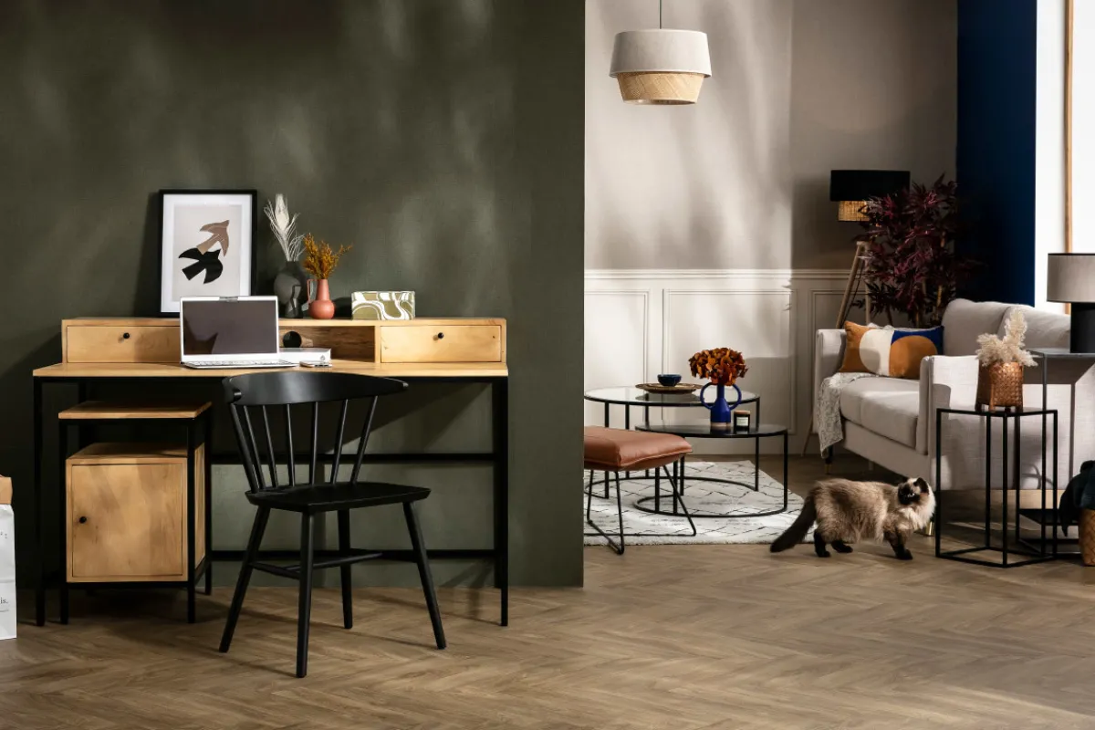 Miliboo Aufbewahrungsbox Schreibtisch Mangoholz und schwarzes Metall OPIUM* Design-schreibtische|Aufbewahrung Büro