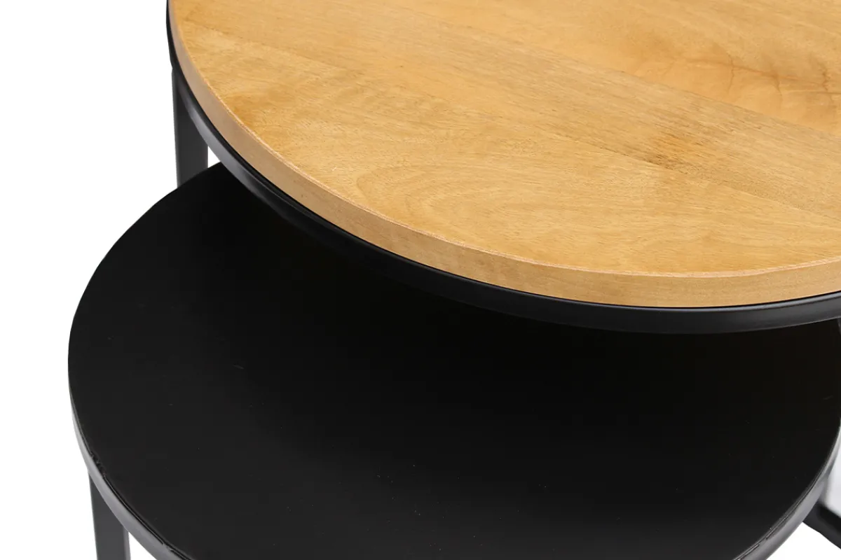 Miliboo Ausziehbare Beistelltische aus massivem Mangoholz und schwarzem Metall TAHL* Beistelltische