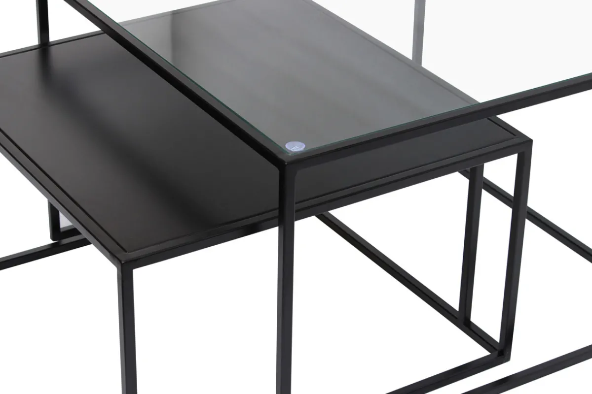 Miliboo Ausziehbare Couchtische aus gehärtetem Glas und Metall TAHL* Couchtische