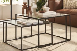 Miliboo Ausziehbare Couchtische aus gehärtetem Glas und Metall TAHL* Couchtische