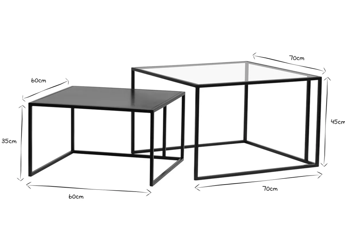 Miliboo Ausziehbare Couchtische aus gehärtetem Glas und Metall TAHL* Couchtische