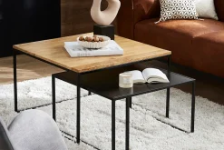 Miliboo Ausziehbare Couchtische aus massivem Mangoholz und Metall TAHL* Couchtische