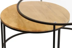 Miliboo Ausziehbare Couchtische aus gehärtetem Glas und massivem Mangoholz TAHL* Couchtische