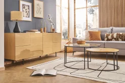 Miliboo Ausziehbare Couchtische aus gehärtetem Glas und massivem Mangoholz TAHL* Couchtische
