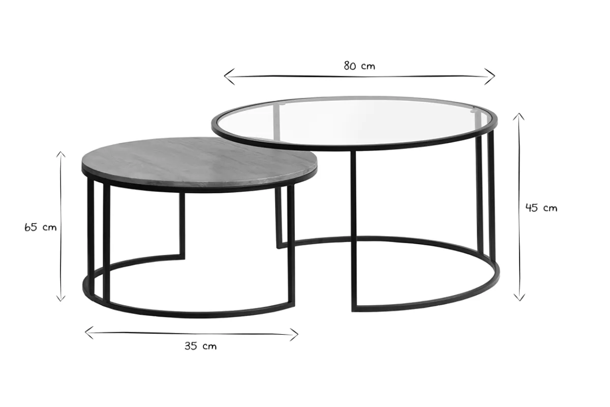 Miliboo Ausziehbare Couchtische aus gehärtetem Glas und massivem Mangoholz TAHL* Couchtische