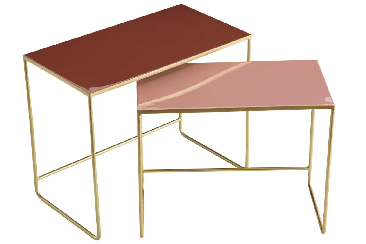Miliboo Ausziehbare Couchtische terrakotta, rosé und vergoldet (2er-Set) WESS* Couchtische|Beistelltische