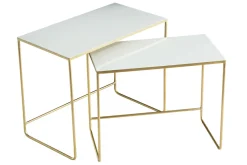 Miliboo Ausziehbare Couchtische weiß und vergoldet (2er-Set) WESS* Couchtische|Beistelltische