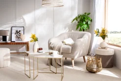 Miliboo Ausziehbare Couchtische weiß und vergoldet (2er-Set) WESS* Couchtische|Beistelltische