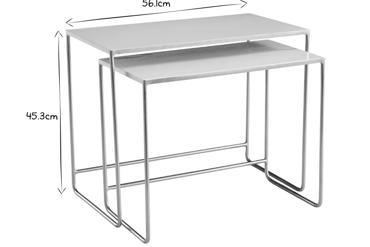 Miliboo Ausziehbare Couchtische weiß und vergoldet (2er-Set) WESS* Couchtische|Beistelltische