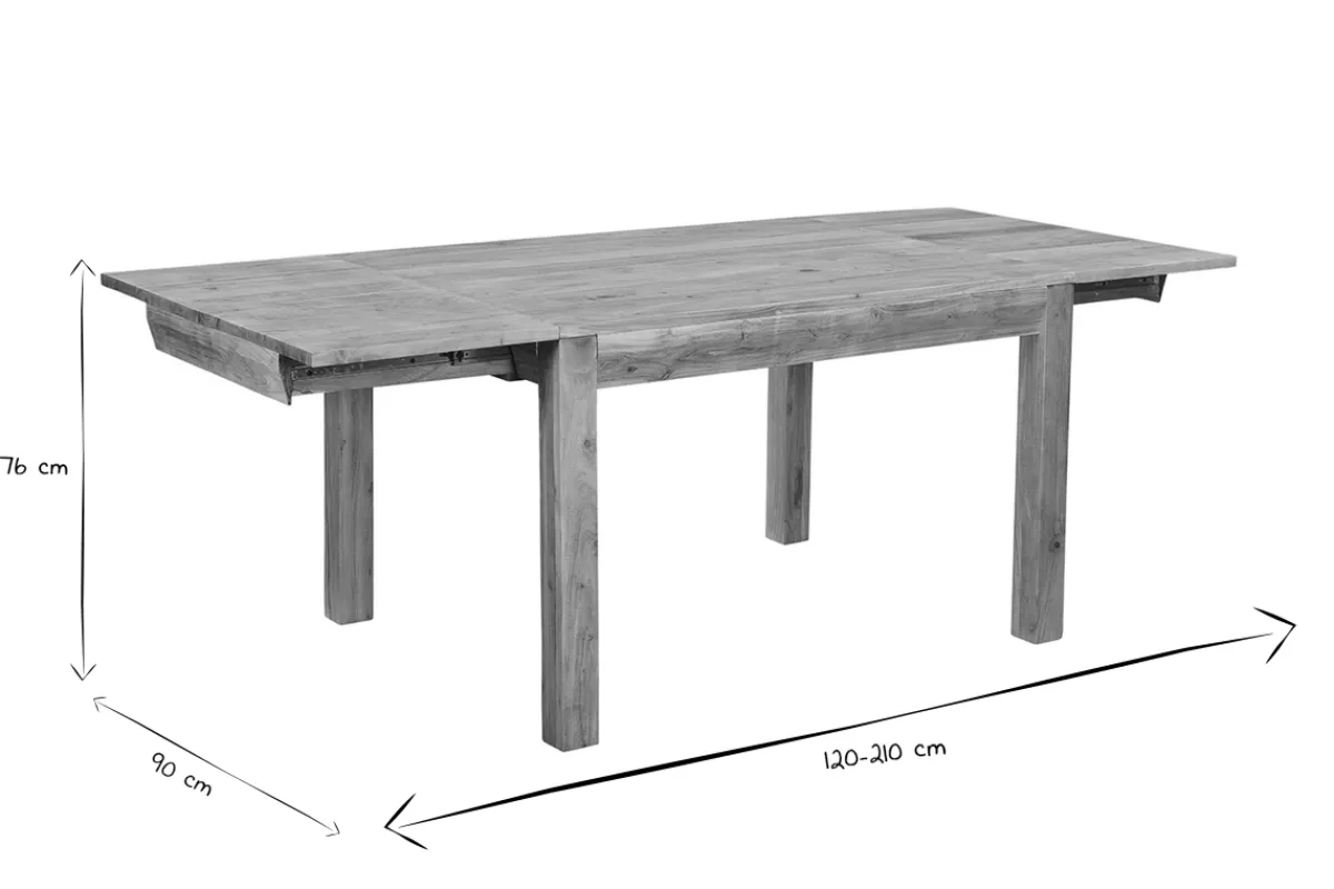 Miliboo Ausziehbarer Esstisch aus massivem Akazienholz und schwarzem Metall L120-210 cm BALTO* Ausziehtische