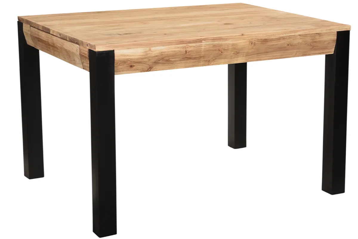 Miliboo Ausziehbarer Esstisch aus massivem Akazienholz und schwarzem Metall L120-210 cm TRAP* Ausziehtische