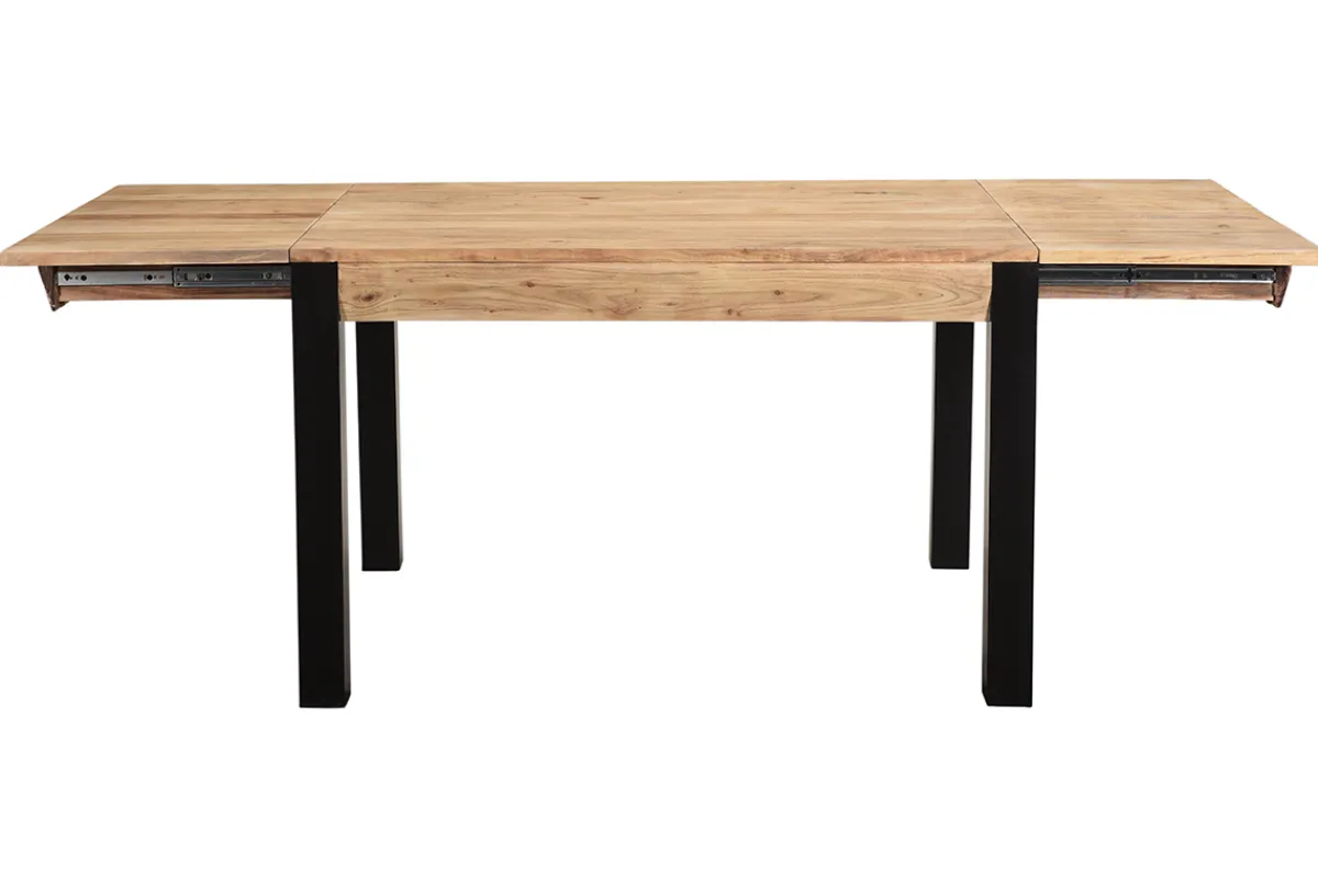 Miliboo Ausziehbarer Esstisch aus massivem Akazienholz und schwarzem Metall L120-210 cm TRAP* Ausziehtische