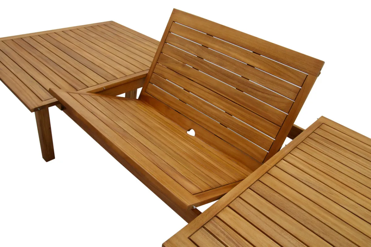 Miliboo Ausziehbarer Gartentisch mit integrierter Verlängerung aus Massivholz B210-300 cm MAYEL* Ausziehtische|Gartentische