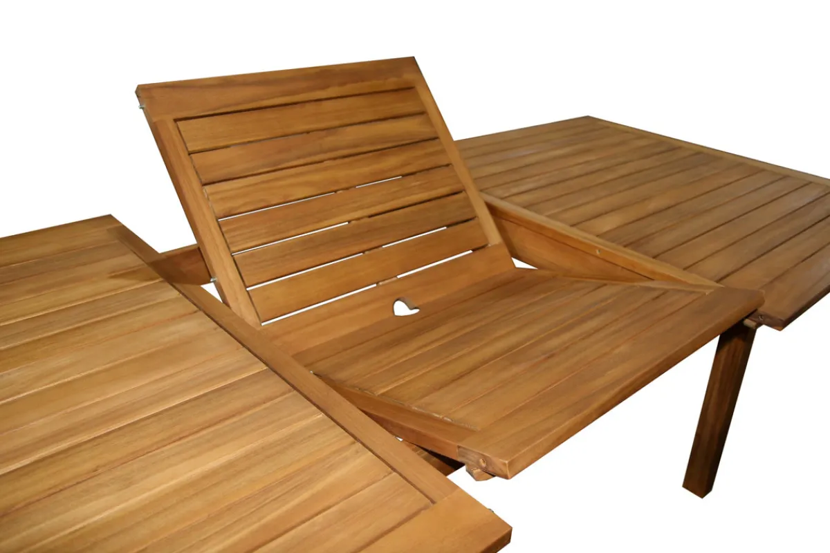 Miliboo Ausziehbarer Gartentisch mit integrierter Verlängerung aus Massivholz B180-240 cm MAYEL* Ausziehtische|Gartentische