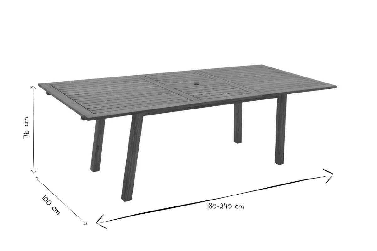 Miliboo Ausziehbarer Gartentisch mit integrierter Verlängerung aus Massivholz B180-240 cm MAYEL* Ausziehtische|Gartentische