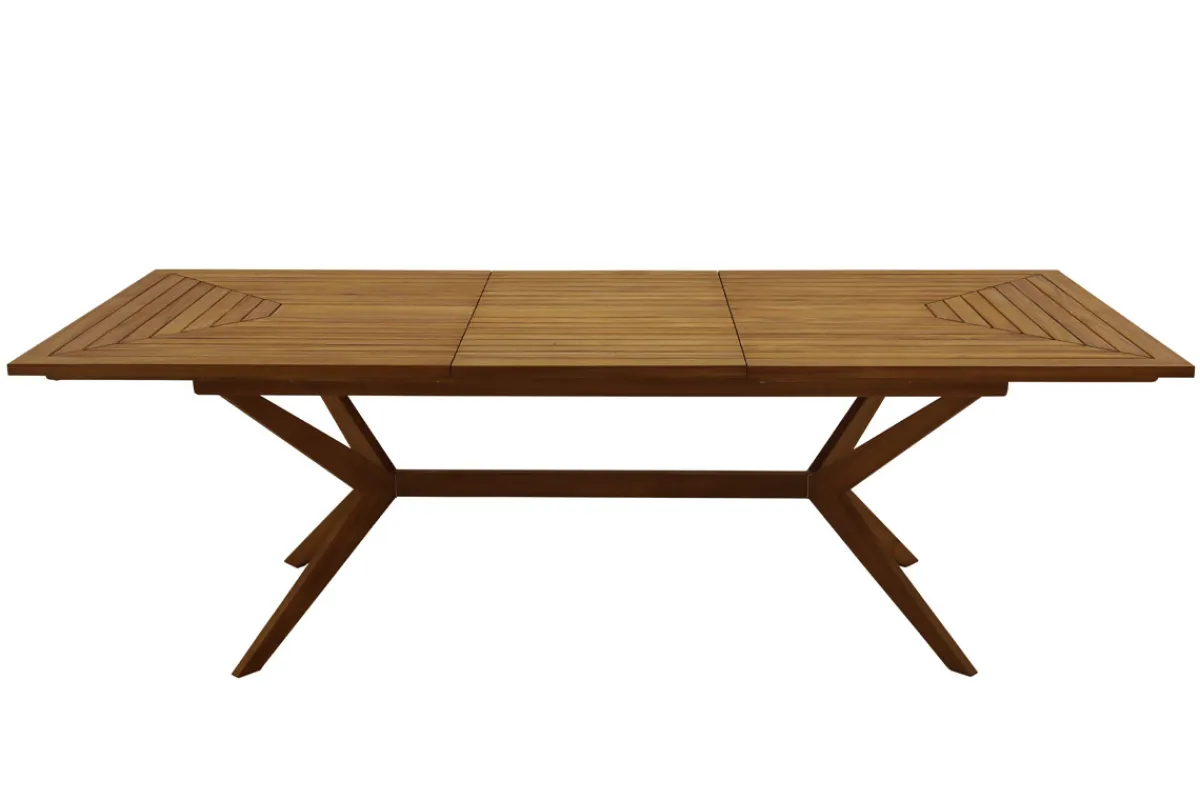 Miliboo Ausziehbarer Gartentisch mit integrierter Verlängerung aus Massivholz B180-240 cm SANTO* Gartentische