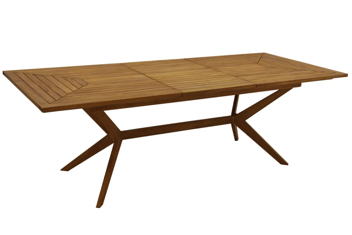 Miliboo Ausziehbarer Gartentisch mit integrierter Verlängerung aus Massivholz B180-240 cm SANTO* Gartentische