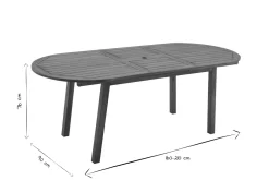 Miliboo Ausziehbarer Gartentisch mit integrierter Verlängerung aus Massivholz B160-210 cm MAYEL* Gartentische