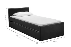 Miliboo Ausziehbett 90 x 195 cm Schwarz Matt MACCO*Kinder Betten Für Erwachsene|Kinderbetten
