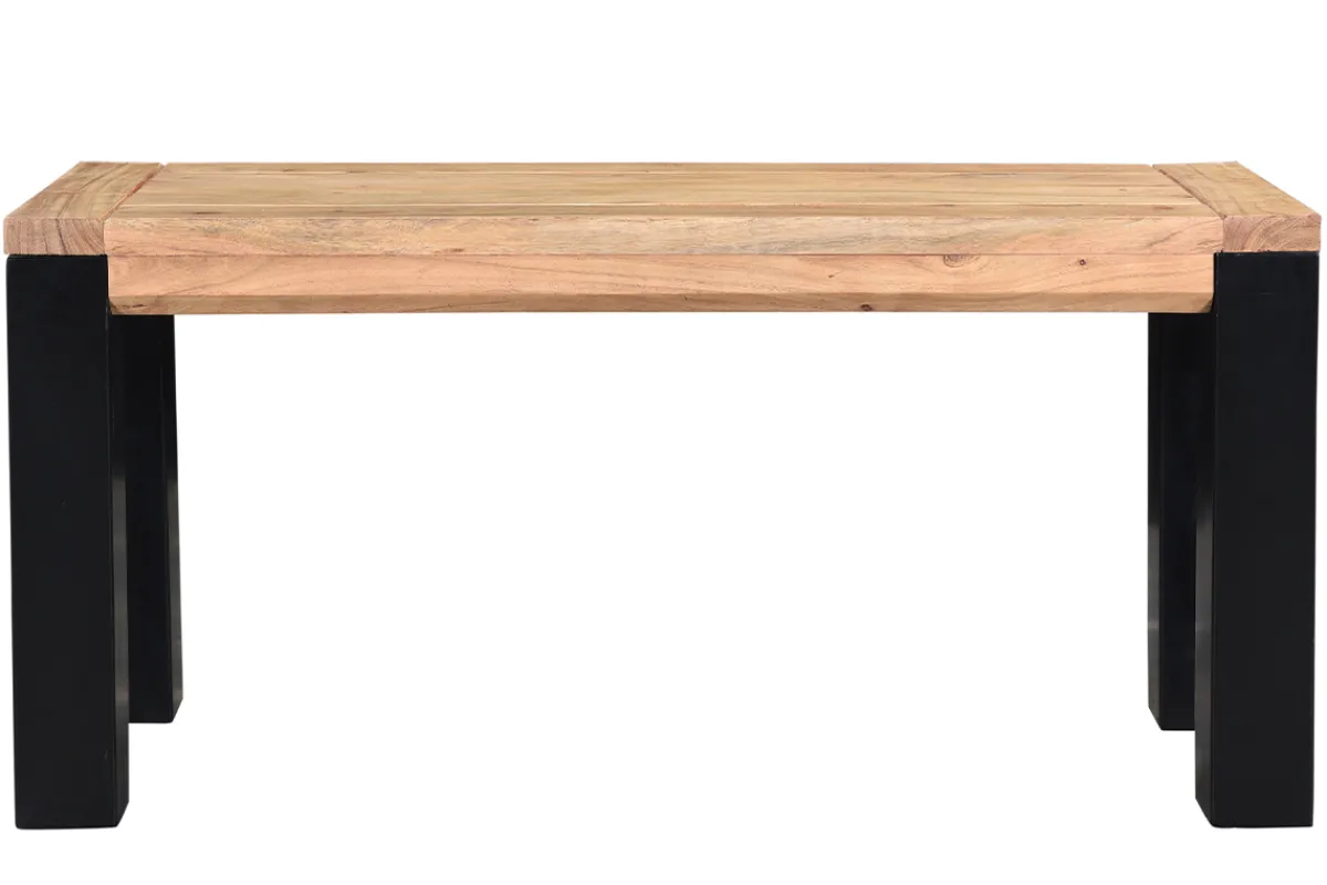 Miliboo Bank aus massivem Akazienholz und schwarzem Metall B95 cm TRAP* Holzstühle|Bänke