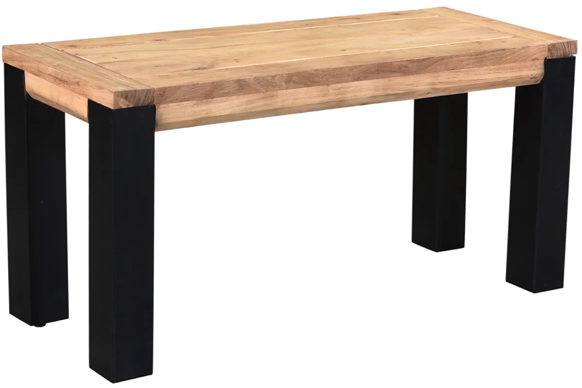 Miliboo Bank aus massivem Akazienholz und schwarzem Metall B95 cm TRAP* Holzstühle|Bänke