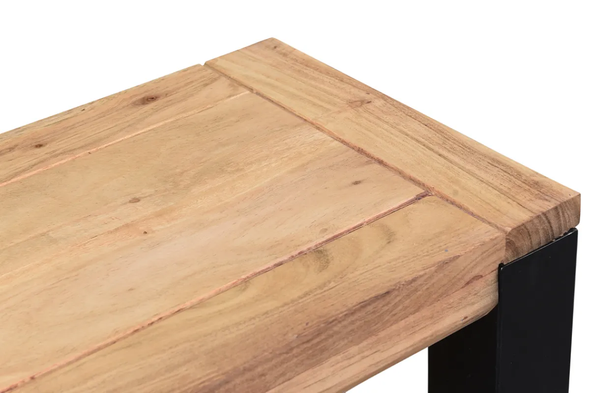 Miliboo Bank aus massivem Akazienholz und schwarzem Metall B95 cm TRAP* Holzstühle|Bänke