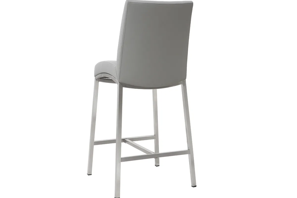 Miliboo Barhocker Aluminium gebürstet PU Hellgrau 66 cm (2er-Set) OLLY* Barhocker