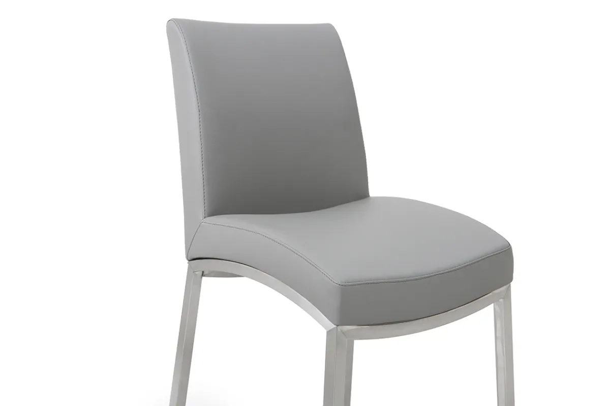 Miliboo Barhocker Aluminium gebürstet PU Hellgrau 66 cm (2er-Set) OLLY* Barhocker