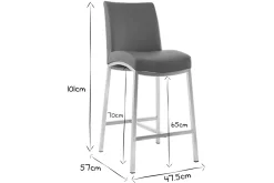 Miliboo Barhocker Aluminium gebürstet PU Hellgrau 66 cm (2er-Set) OLLY* Barhocker