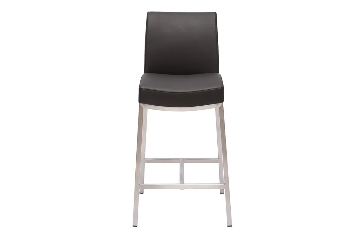 Miliboo Barhocker Aluminium gebürstet PU schwarz (2er-Set) OLLY* Barhocker