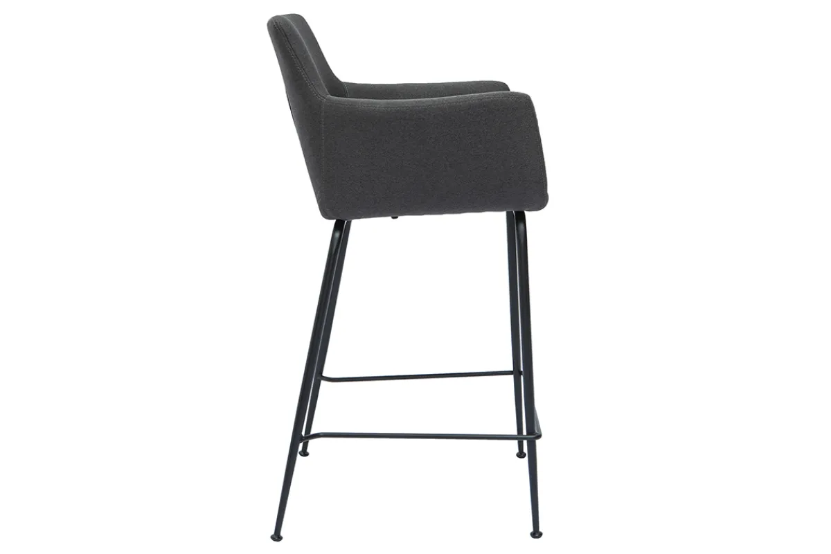 Miliboo Barhocker anthrazitgrauer Stoff H65 cm (2er-Set) CARLIE* Barhocker