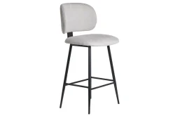 Miliboo Barhocker aus beigem Stoff mit Samteffekt und Metall H70 cm (2er-Set) ATRIUM* Barhocker
