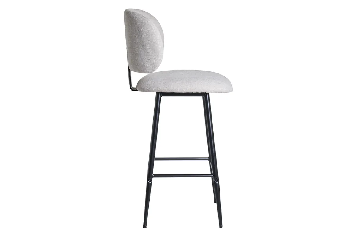 Miliboo Barhocker aus beigem Stoff mit Samteffekt und Metall H70 cm (2er-Set) ATRIUM* Barhocker