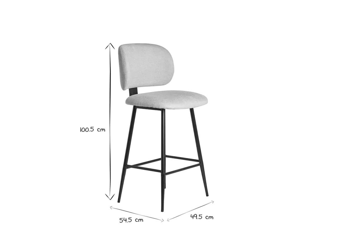 Miliboo Barhocker aus beigem Stoff mit Samteffekt und Metall H70 cm (2er-Set) ATRIUM* Barhocker