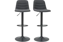 Miliboo Barhocker aus dunkelgrauem Stoff und Metall, höhenverstellbar ( 2er-Set) SAURY* Barhocker
