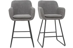Miliboo Barhocker aus grauem Stoff mit Samteffekt H65 cm (2er-Satz) AMIKA* Barhocker