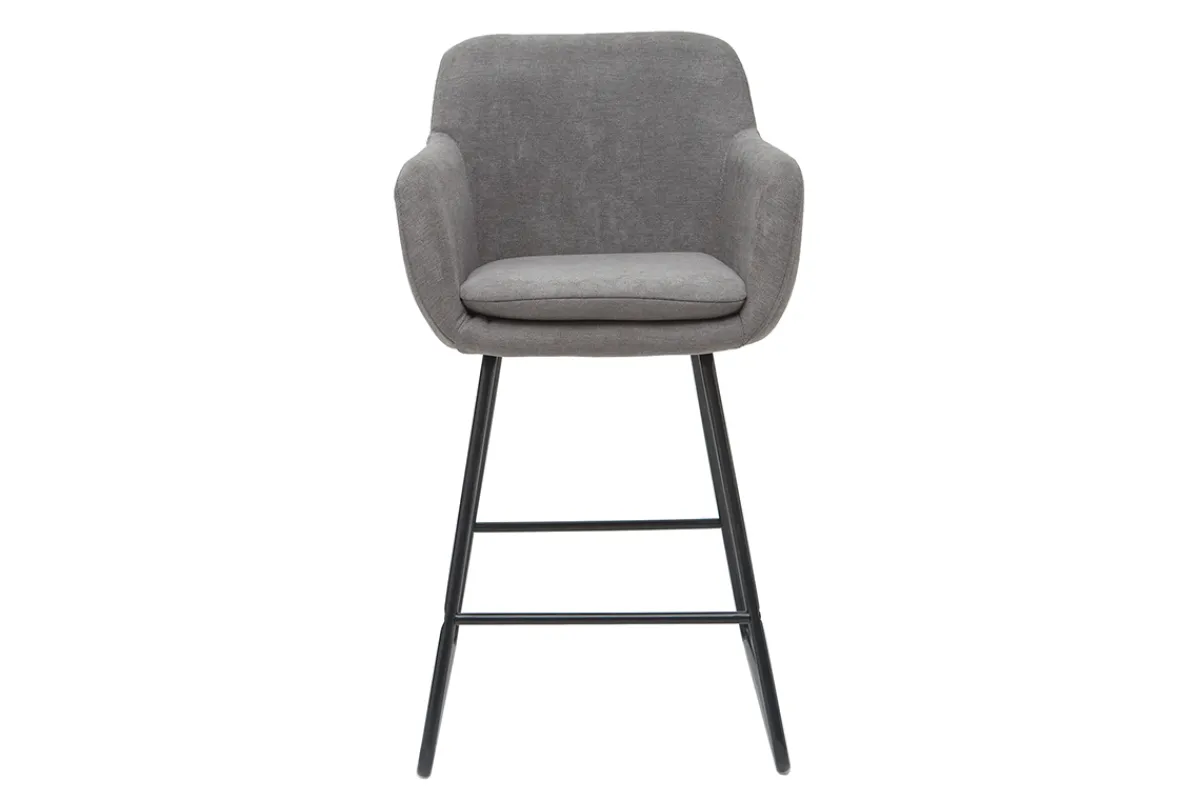 Miliboo Barhocker aus grauem Stoff mit Samteffekt H65 cm (2er-Satz) AMIKA* Barhocker