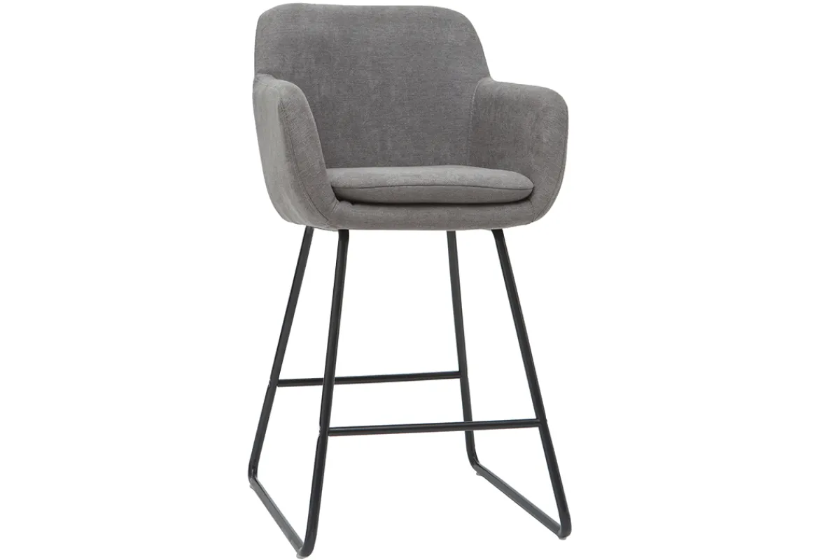 Miliboo Barhocker aus grauem Stoff mit Samteffekt H65 cm (2er-Satz) AMIKA* Barhocker