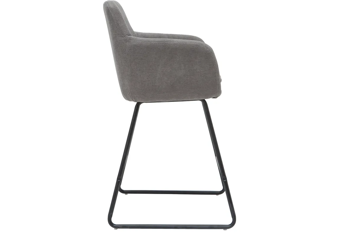 Miliboo Barhocker aus grauem Stoff mit Samteffekt H65 cm (2er-Satz) AMIKA* Barhocker