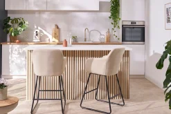 Miliboo Barhocker aus grauem Stoff mit Samteffekt H65 cm (2er-Satz) AMIKA* Barhocker