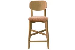 Miliboo Barhocker aus hellem Eichenholz und Stoff mit Samteffekt Terracotta H65 cm (2er-Set) LUCIA* Barhocker