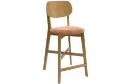 Miliboo Barhocker aus hellem Eichenholz und Stoff mit Samteffekt Terracotta H65 cm (2er-Set) LUCIA* Barhocker