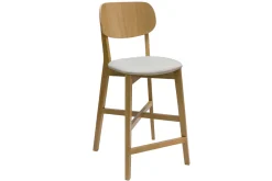 Miliboo Barhocker aus hellem Holz, massiver Eiche und beigem Stoff H65 cm LUCIA* Barhocker