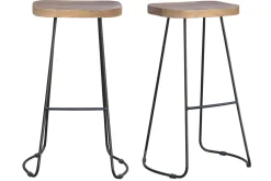 Miliboo Barhocker aus massivem Metall und Mangoholz 75 cm (2er-Satz) RUNKO* Barhocker