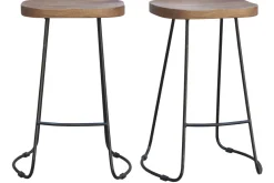Miliboo Barhocker aus massivem Metall und Mangoholz 65 cm (2er-Satz) RUNKO* Barhocker