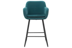 Miliboo Barhocker aus petrol Stoff mit Samteffekt H65 cm (2er-Satz) AMIKA* Barhocker